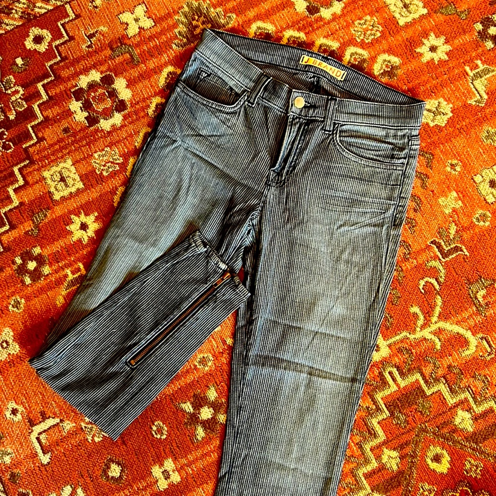 J Brand pin striped soft denim straight leg jeans GUC